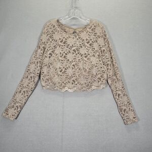CITY STUDIO Mushroom Beige Lace Long Sleeve Top Womens  Sz 20W New Without Tag